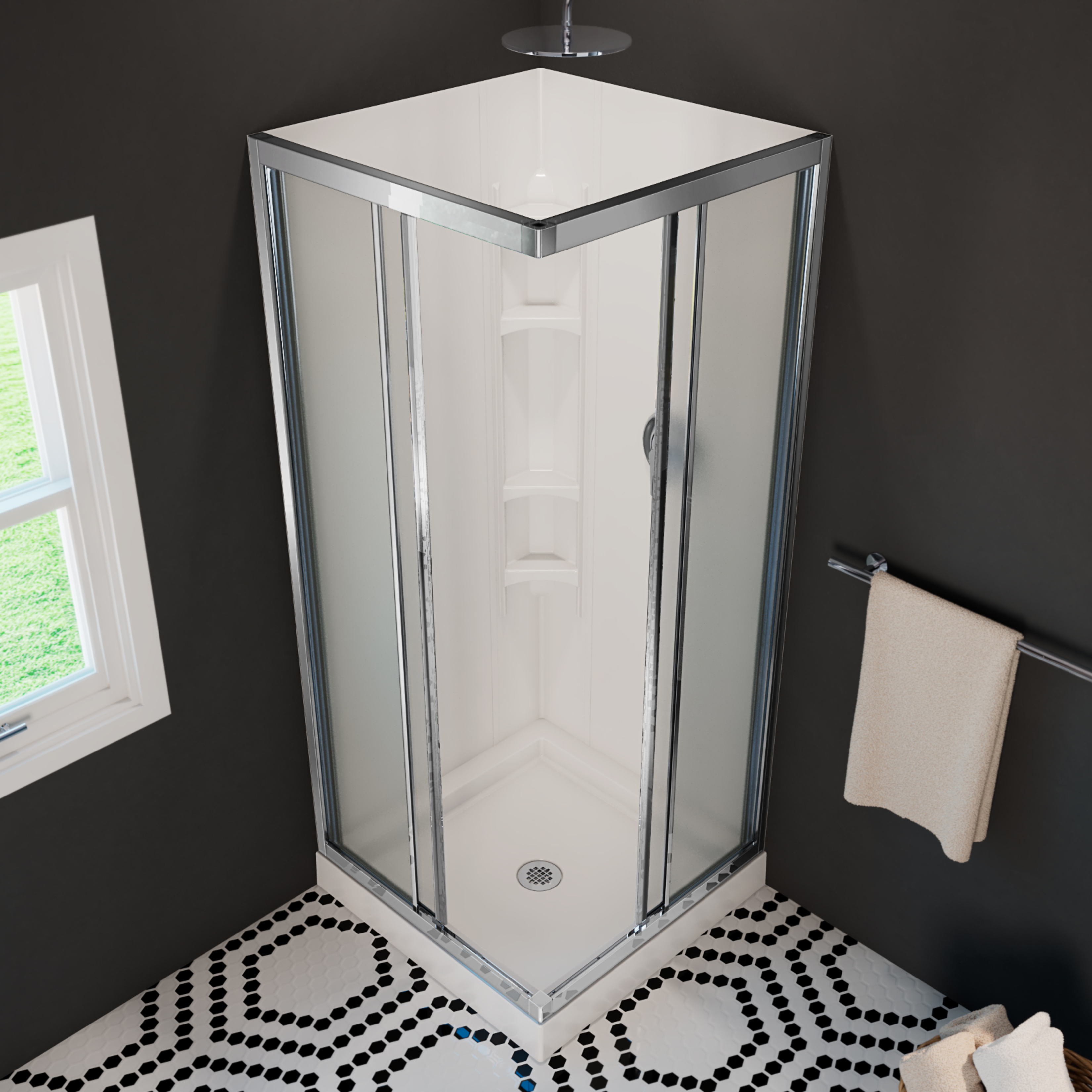 POST OʼALLS／Mr.DEE（23SS） 32 Mediterranean III 32 x 32 Polystyrene Center Drain Shower Kit